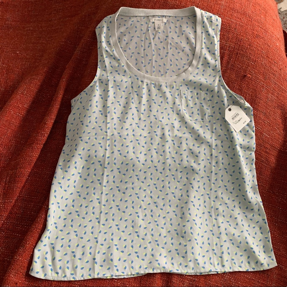 NWT Grey Tank-top yellow/green and blue print!Sz M